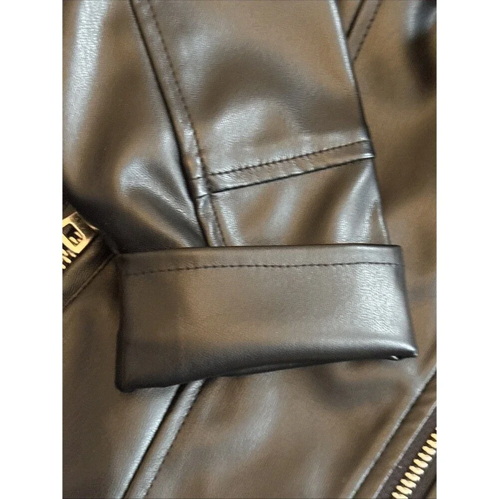 Ok!e Dokie Black Faux Leather Moto Biker Jacket Zip Up Girls Size 2T NWT Toddler